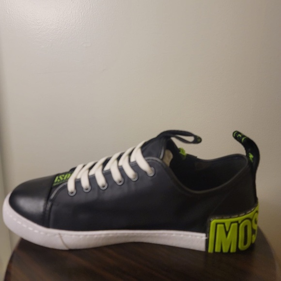 Moschino zippered logo-tape sneakers Green (Chartreuse) + Black Men's Size 44 - Picture 4 of 6